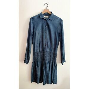 Madewell Shirred Indigo Drop Waist Dress